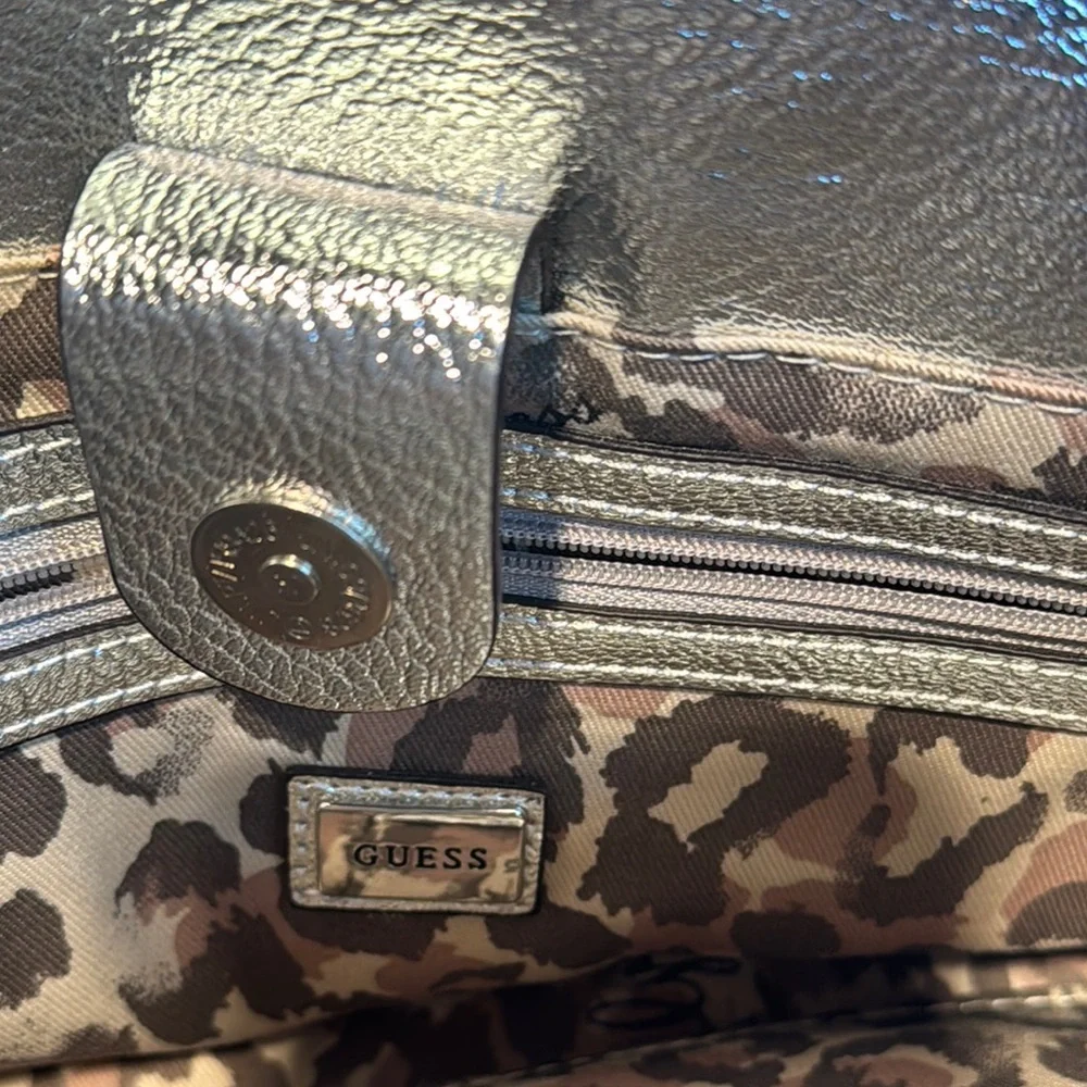 New Guess Metallic Silver Shoulder Bag